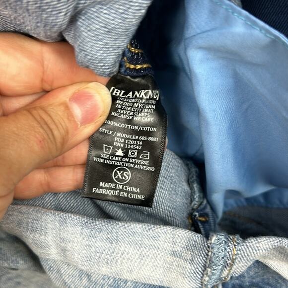 Blank NYC womens extra small button boho Denim shorts romper new elastic waist - Picture 7 of 10